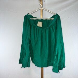 Bright green off the shoulder top